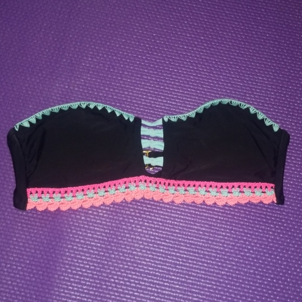 ARIZONA Black, Neon Blue and Pink Bandeau Top